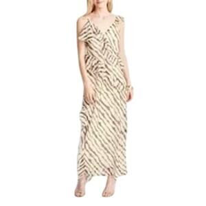 New FUTURE COLLECTIVE Janee Naylor Zebra Striped Tiered Ruffled Maxi Dress Sz S